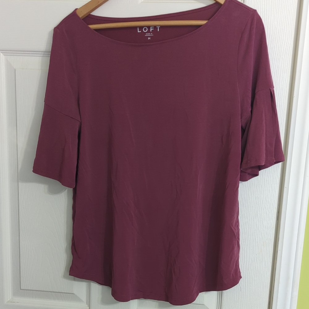 LOFT Rich Plum Short Sleeve Tee
